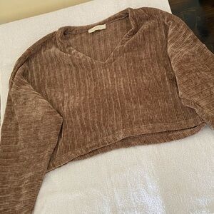 Dance & Marvel Tan Ribbed Knit Top
